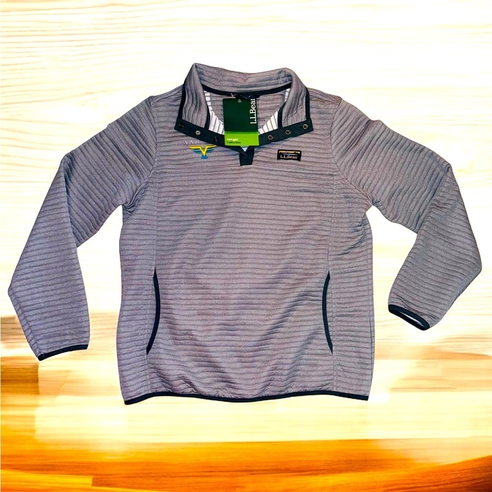 LL Bean Jacket Womens Medium Gray Airlight Windbreaker Pullover Fleece NWT